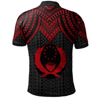Pohnpei Custom Polo Shirt Polynesian Armor Style Red - Polynesian Pride