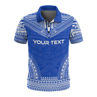 Pohnpei Custom Polo Shirt Pohnpei Flag Polynesian Chief Tattoo Flag Version Unisex Blue - Polynesian Pride