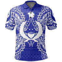 Pohnpei Polo Shirt Pohnpei Flag Map Polynesian Tattoo Blue Unisex Blue - Polynesian Pride