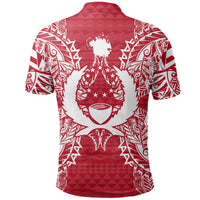 Pohnpei Polo Shirt Pohnpei Flag Map Polynesian Tattoo Red White - Polynesian Pride