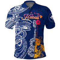 Hawaii Ukulele Unique Style Polo Shirt Hibiscus Pattern LT7 Unisex Blue - Polynesian Pride