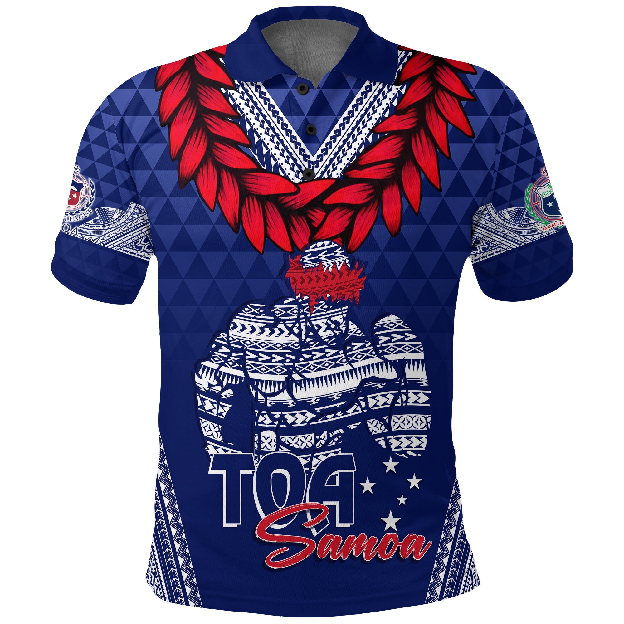 Custom Toa Samoa Polo Shirt Ulafala Style Samoa Warriors LT7 Blue - Polynesian Pride