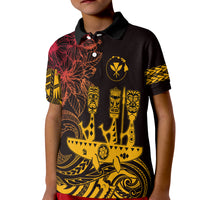 Hawaii Outrigger Canoe Paddling KID Polo Shirt Tribal Tiki LT7 Unisex Black - Polynesian Pride