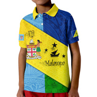 Custom Malampa Fiji Day Polo Shirt Polynesian Line Arty Style LT9 Kid Yellow - Polynesian Pride