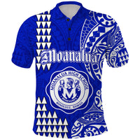 Hawaii Moanalua High School Polo Shirt Tribal Kakau LT9 Blue - Polynesian Pride