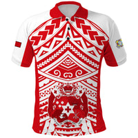 Tonga Rugby Sevens Polo Shirt Coat of Arms Tribal Polynesian Pattern LT9 Red - Polynesian Pride