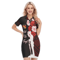 Tonga Polo Dress Anzac Day Lest We Forget LT7 Black - Polynesian Pride