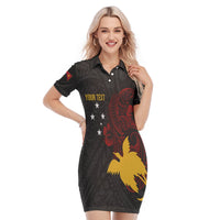 Personalised Papua New Guinea 47th Independence Polo Dress Tribal Turtle LT7 Black - Polynesian Pride