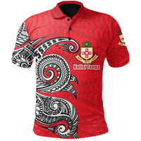 Custom Kolisi Tonga Polo Shirt Mate Maa Tonga Polynesian Waves Style - Polynesian Pride