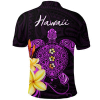 Hawaii Turtle Polo Shirt Hawaiian Flowers Version Purple Elegant LT13 - Polynesian Pride