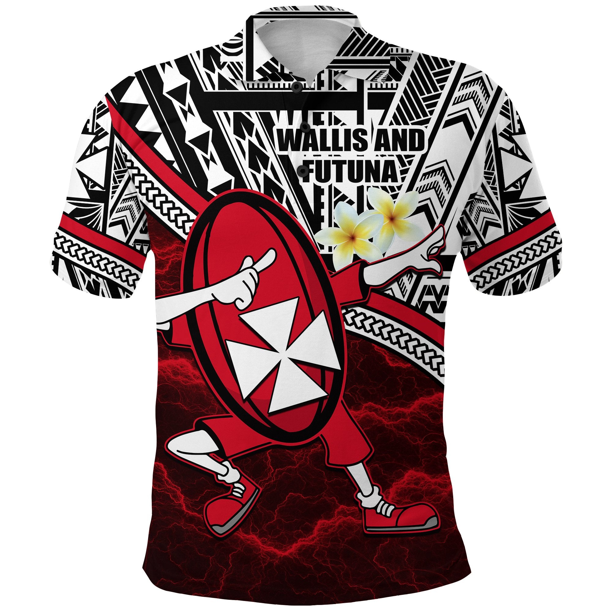 Dab Trend Style Rugby Polo Shirt Wallis and Futuna Unisex Red - Polynesian Pride