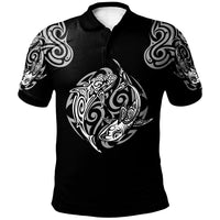 Polo Shirt Polynesian Shark Tatoo Black Color Unisex Black - Polynesian Pride