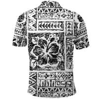 Fiji Tribal Black Polo Shirt Triple Hibiscus Tapa Style LT9 - Polynesian Pride