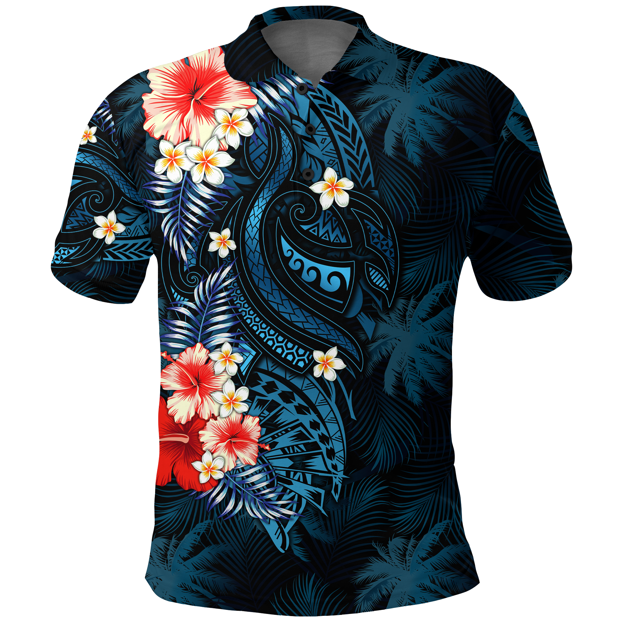 Pitcairn Islands Coconut Tree Turtle Polynesia Polo Shirt LT2 BLUE - Polynesian Pride