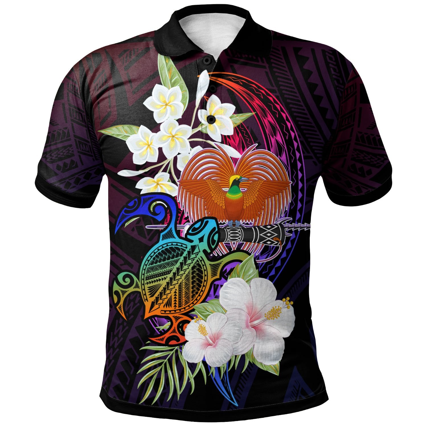 Papua New Guinea Polo Shirt Nature Style Unisex Black - Polynesian Pride