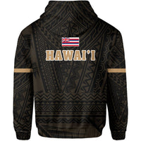 Polynesian Queen Liliuokalani Flag of Hawaii Zip Hoodie Gold - Polynesian Pride
