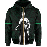 Polynesian Queen Liliuokalani Flag of Hawaii Zip Hoodie Green - Polynesian Pride
