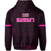 Polynesian Queen Liliuokalani Flag of Hawaii Hoodie Pink - Polynesian Pride