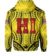 Polynesian Queen Liliuokalani Flag of Hawaii Zip Hoodie Yellow Background AH - Polynesian Pride