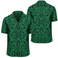 Polynesian Kakau Turtle Green Hawaiian Shirt Unisex Black - Polynesian Pride