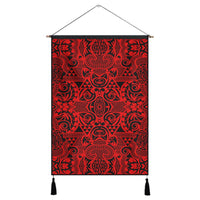 Polynesian Kakau Turtle Red Hanging Poster - AH Hanging Poster 43 x 65 cm Cotton And Linen - Polynesian Pride