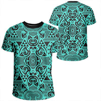 Polynesian Kakau Turtle Turquoise T Shirt Unisex Polyester - Polynesian Pride