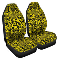 Polynesian Kakau Turtle Yellow Car Seat Cover Universal Fit Yellow - Polynesian Pride