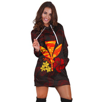 Polynesian Kanaka Maoli Flower Hoodie Dress AH - Polynesian Pride