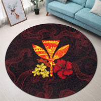 Polynesian Kanaka Maoli Flower Round Carpet AH - Polynesian Pride