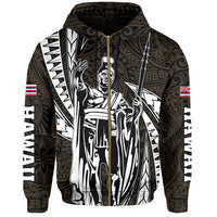 Polynesian King Hawaiian Style Tribal Tattoo Gold Hoodie (Zip up) Mega Style - Polynesian Pride