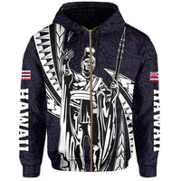 Polynesian King Hawaiian Style Tribal Tattoo Violet Hoodie (Zip up) Mega Style - Polynesian Pride