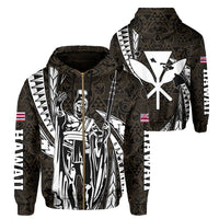 Polynesian King Kakau Turtle Gold Hoodie (Zip up) Mega Style Unisex Black - Polynesian Pride
