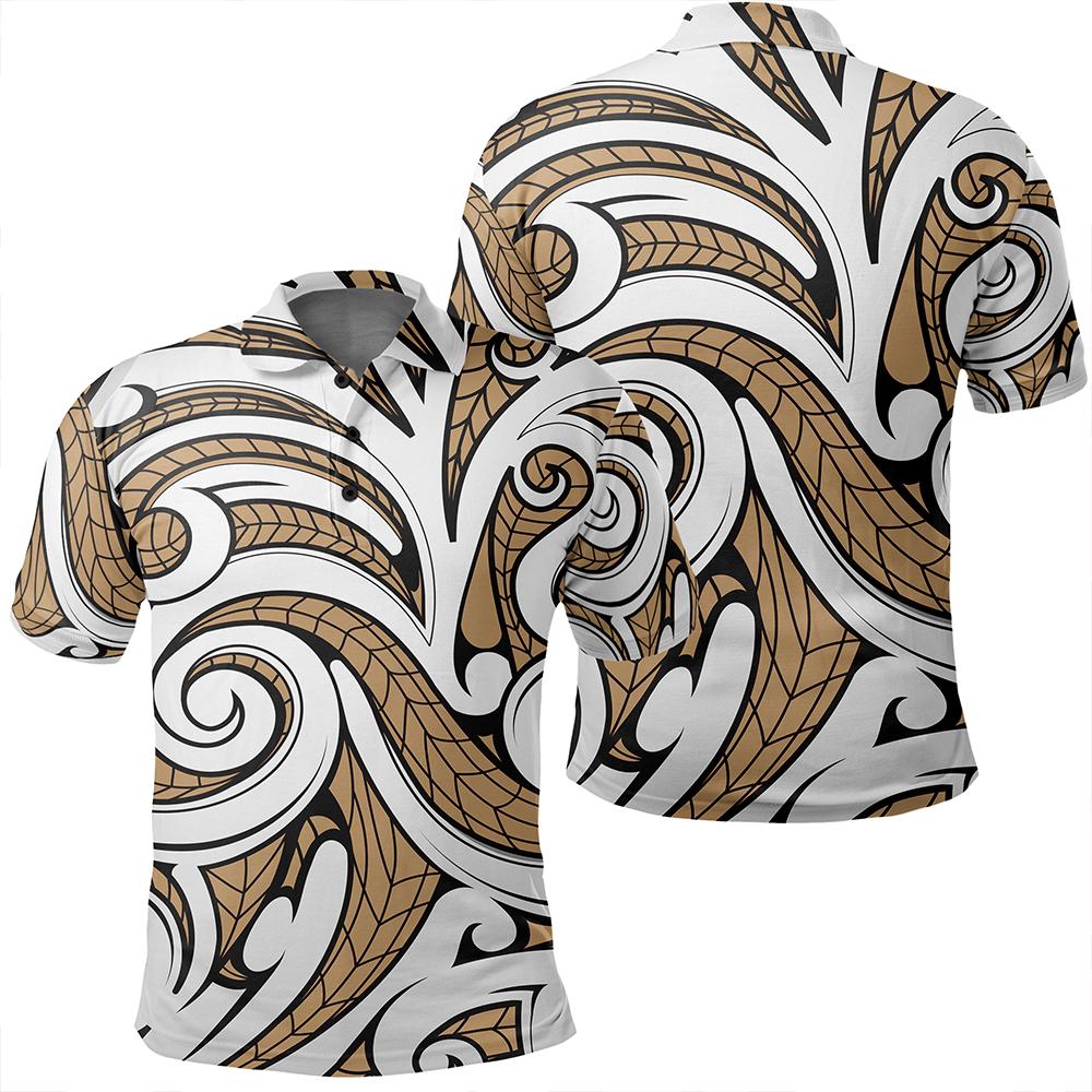 Unisex Polynesian Maori Ethnic Ornament Gold Polo Shirt Unisex Art - Polynesian Pride
