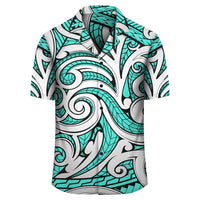 Polynesian Maori Ethnic Ornament Turquoise Hawaiian Shirt - Polynesian Pride