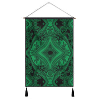 Polynesian Plumeria Mix Green Black Hanging Poster - AH Hanging Poster 43 x 65 cm Cotton And Linen - Polynesian Pride