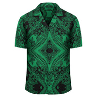 Polynesian Plumeria Mix Green Black Hawaiian Shirt - Polynesian Pride