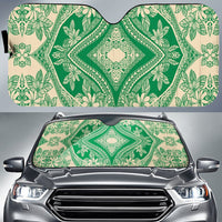 Polynesian Plumeria Mix Car Sun Shade Auto Sun Shade Universal Fit Green - Polynesian Pride