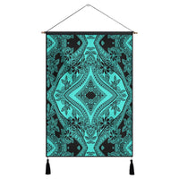 Polynesian Plumeria Mix Turquoise Black Hanging Poster - AH Hanging Poster 43 x 65 cm Cotton And Linen - Polynesian Pride