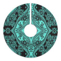 Polynesian Plumeria Mix Turquoise Black Tree Skirt - Polynesian Pride