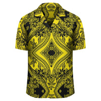 Polynesian Plumeria Mix Yellow Black Hawaiian Shirt - Polynesian Pride