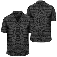Polynesian Seamless Gray Hawaiian Shirt Unisex Black - Polynesian Pride