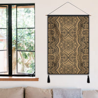 Polynesian Symmetry Gold Hanging Poster - AH Hanging Poster 50 x 75 cm Cotton And Linen - Polynesian Pride