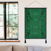 Polynesian Symmetry Green Hanging Poster - AH Hanging Poster 50 x 75 cm Cotton And Linen - Polynesian Pride