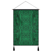 Polynesian Symmetry Green Hanging Poster - AH Hanging Poster 43 x 65 cm Cotton And Linen - Polynesian Pride