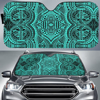 Polynesian Symmetry Car Sun Shade Auto Sun Shade Universal Fit Turquoise - Polynesian Pride