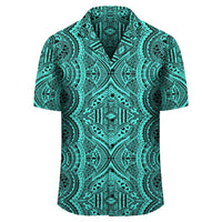 Polynesian Symmetry Turquoise Hawaiian Shirt - Polynesian Pride