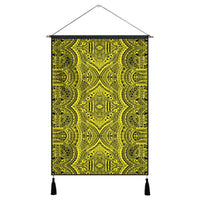 Polynesian Symmetry Yellow Hanging Poster - AH Hanging Poster 43 x 65 cm Cotton And Linen - Polynesian Pride