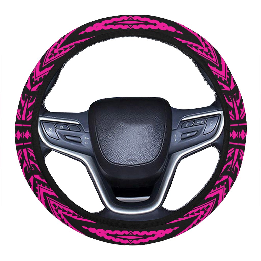 Polynesian Tatau Pink Hawaii Steering Wheel Cover with Elastic Edge One Size Pink Steering Wheel Cover - Polynesian Pride