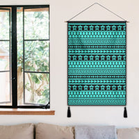 Polynesian Tattoo Tribal Turquoise Hanging Poster - AH Hanging Poster 50 x 75 cm Cotton And Linen - Polynesian Pride