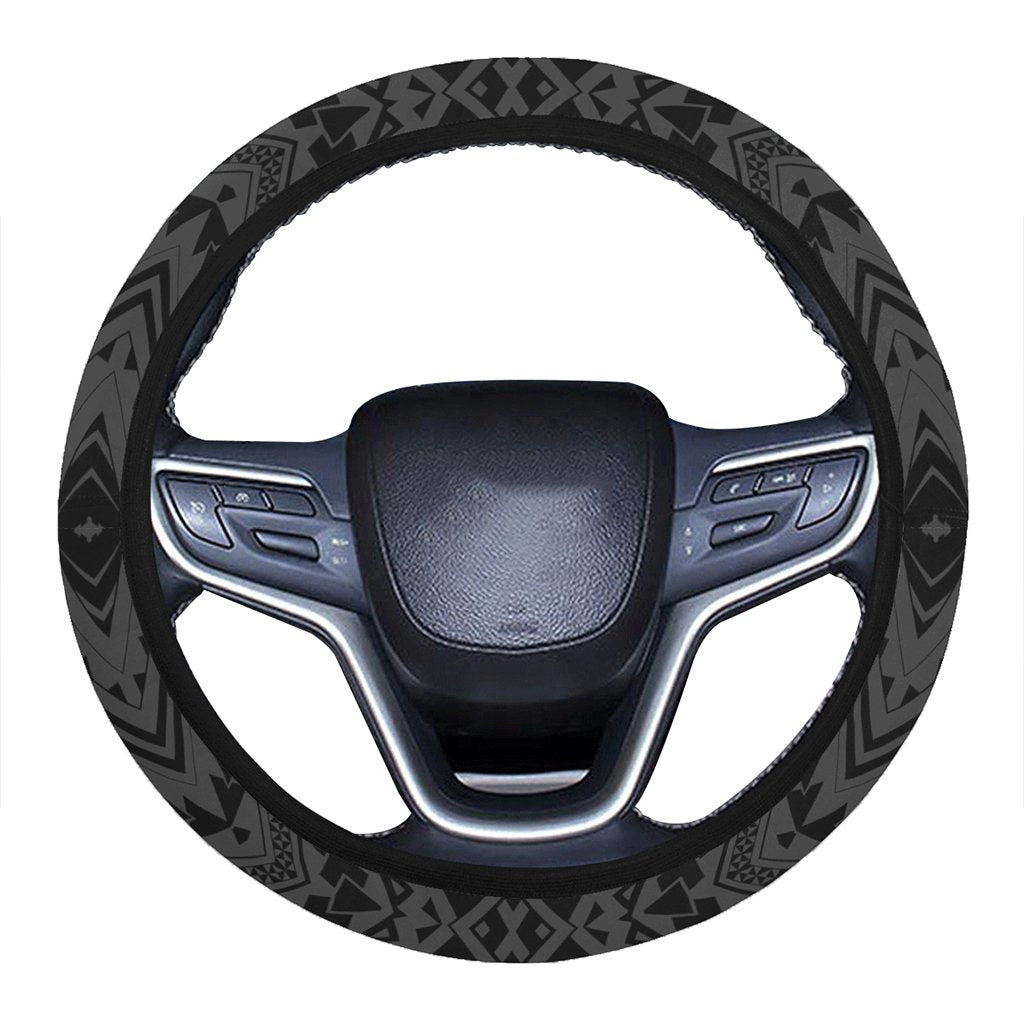 Polynesian Tradition Gray Hawaii Steering Wheel Cover with Elastic Edge One Size Gray Steering Wheel Cover - Polynesian Pride